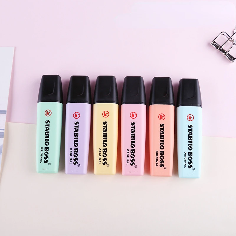 Stabilo Marker Boss - 6 ألوان STABILO BOSS معكرون اللون