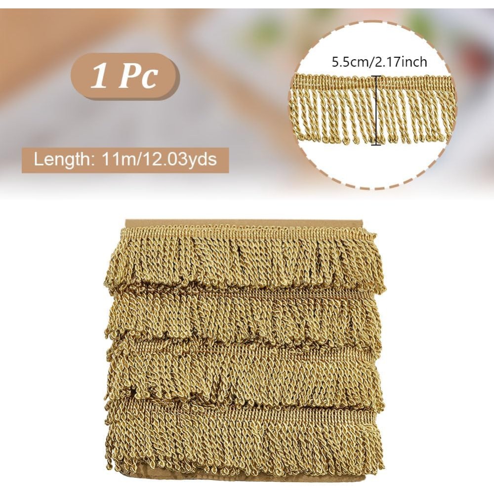 Tassel Fringe Trim - 12 ياردة × 2.2 بوصة هامش