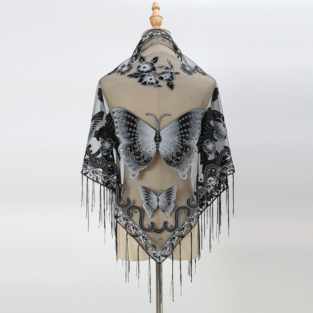 شال مثلث فاخر من الدانتيل المز - مراجعة Tassel Fringe Trim وسعره