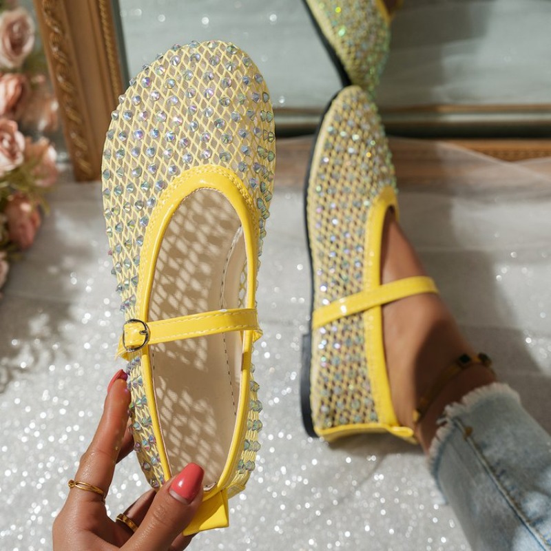 أحذية نسائية مسطحة ماري جين بت - مراجعة Crystal Mesh Fabric وسعره
