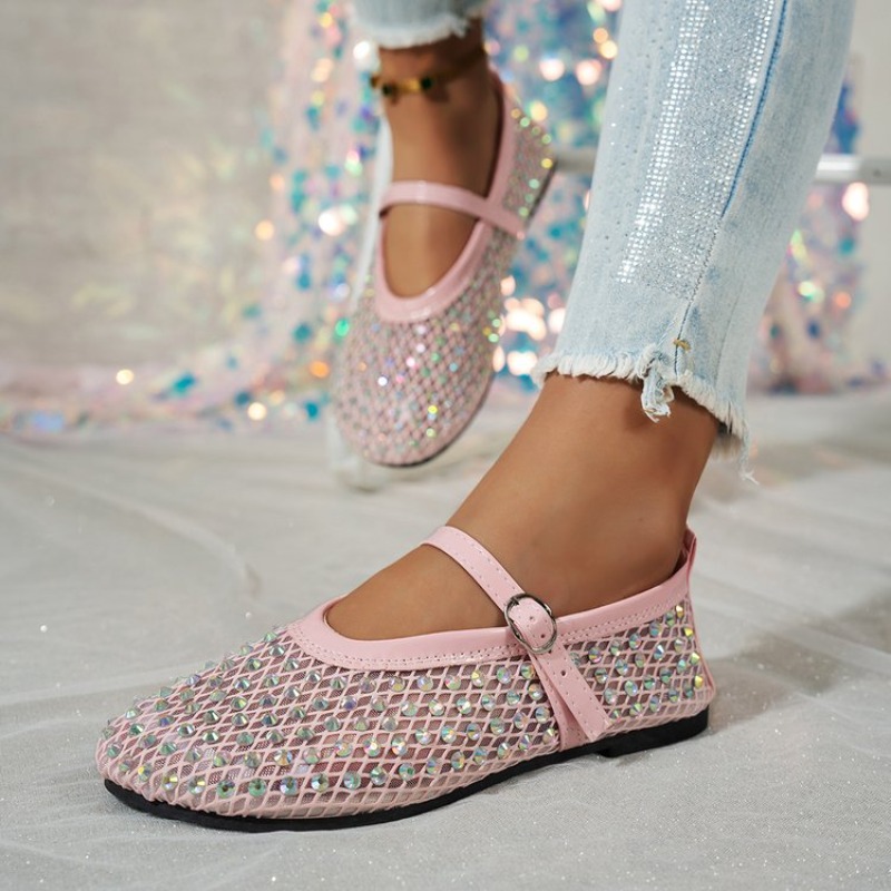أحذية نسائية مسطحة ماري جين بت - مراجعة Crystal Mesh Fabric وسعره